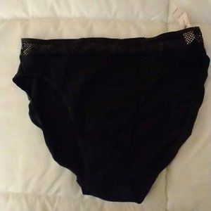 VICTORIA'S SECRET NWT BLACK WITH LACY TOP COTTON HIGH LEG BRIEF - SIZE SMALL
